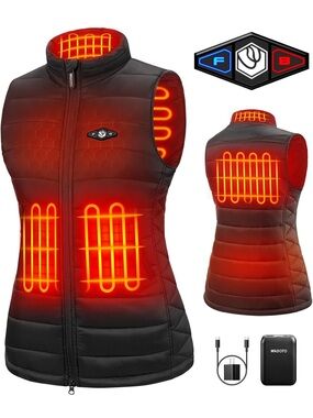 Women's Heated Puffer Vest - Black size L new
